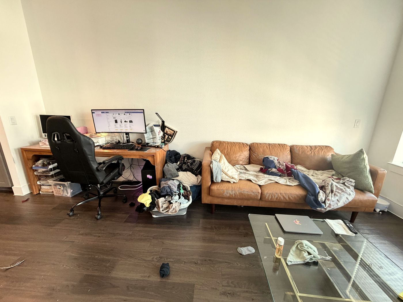 Studio apartment before Sage Essence non-toxic cleaning in Austin, TX